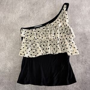 Y2k Agaci One Shoulder Polka Dot Ruffled Top
